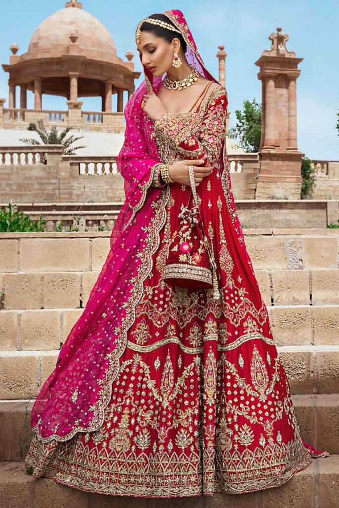 Red Silk bridal dress
