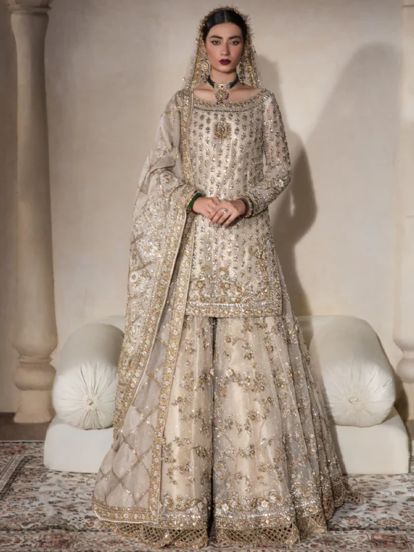 Ivory Net Sharara Set