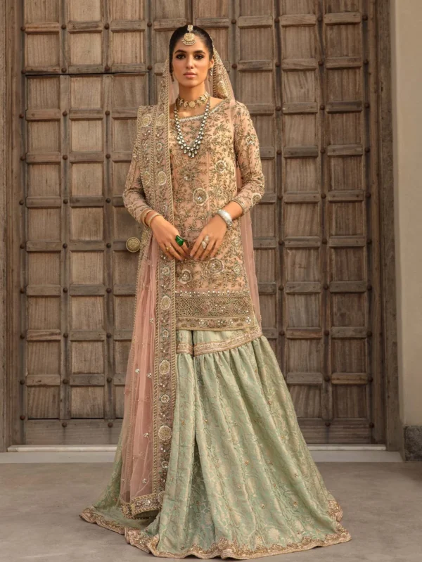 Pink And Mint Bridal Lehenga