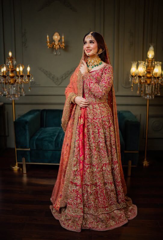 Coral Bridal Lehenga Set