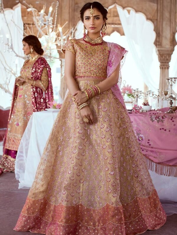 Exquisite Rose Gold Bridal Lehenga Choli