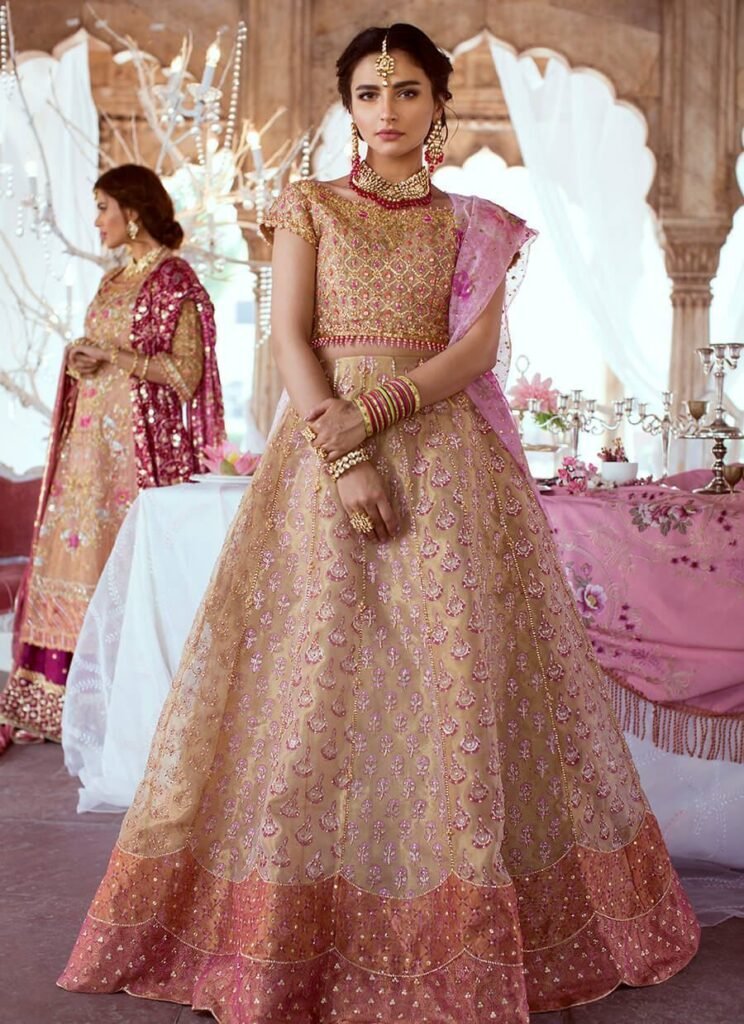 Exquisite Rose Gold Bridal Lehenga Choli