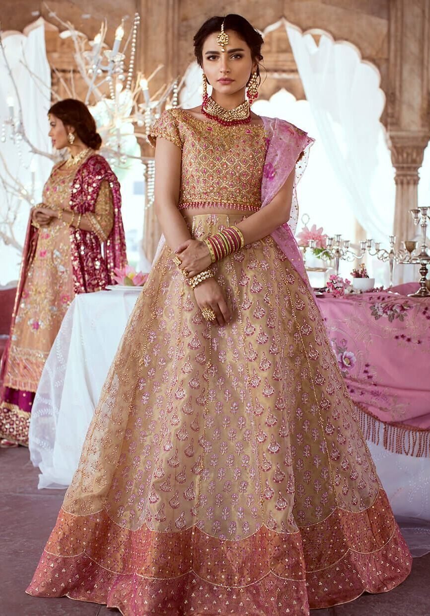 Exquisite Rose Gold Bridal Lehenga Choli