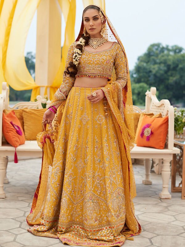 Hand Embellished Marigold Bridal Lehenga