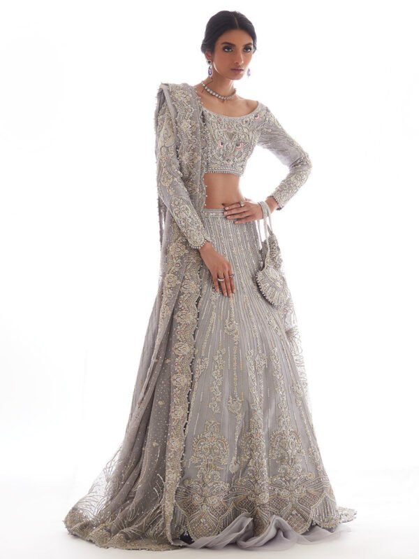 Exquisite Silver Bridal Lehenga Choli Set