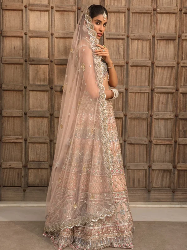 Pink and dusty blue lehenga