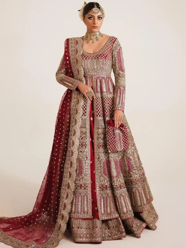 Red Organza Bridal Lehenga