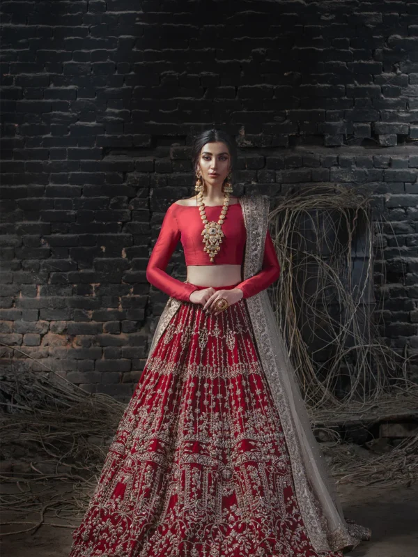 Deep Red Velvet Lehenga