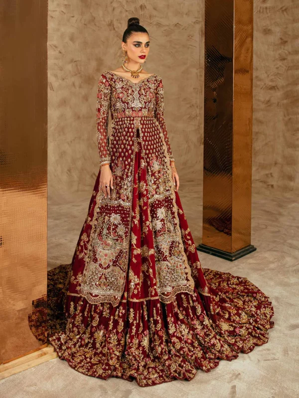 Exquisite Maroon Bridal Wear Lehenga