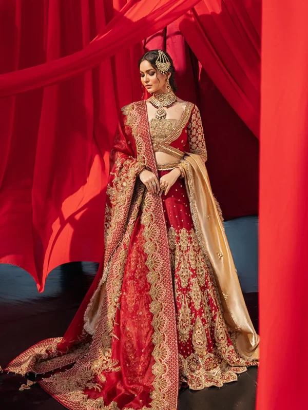 Exquisite Red and Gold Bridal Wear