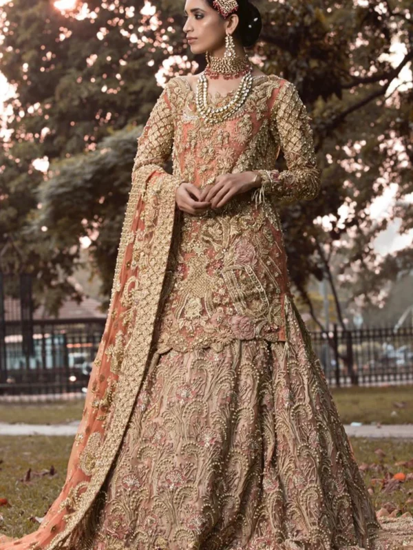 Exquisite Coral Bridal Lehenga