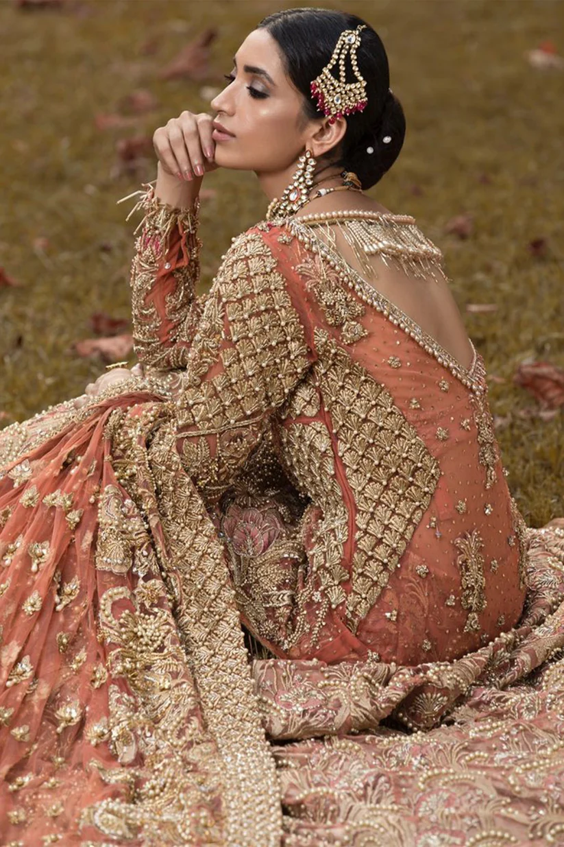 Exquisite Coral Bridal Lehenga