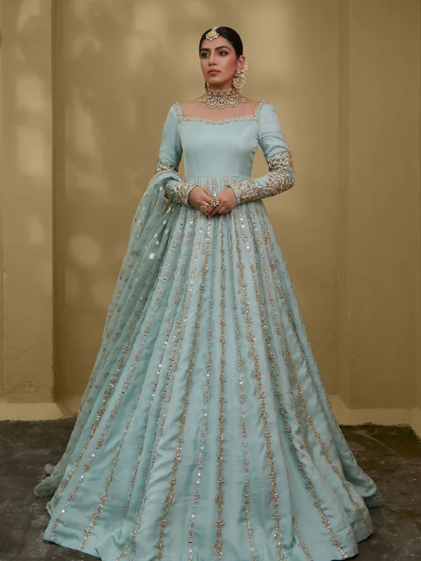 Light Blue Silk Chiffon Gown