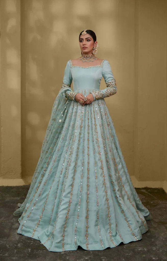 Light Blue Silk Chiffon Gown