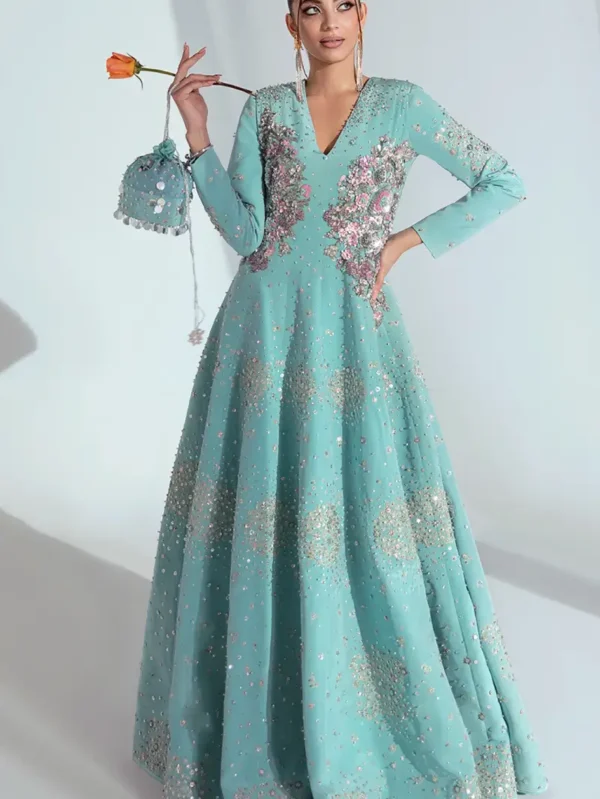 Ice Blue Embroidered Gown