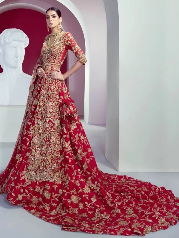 Exquisite Red Farshi Open Bridal Gown