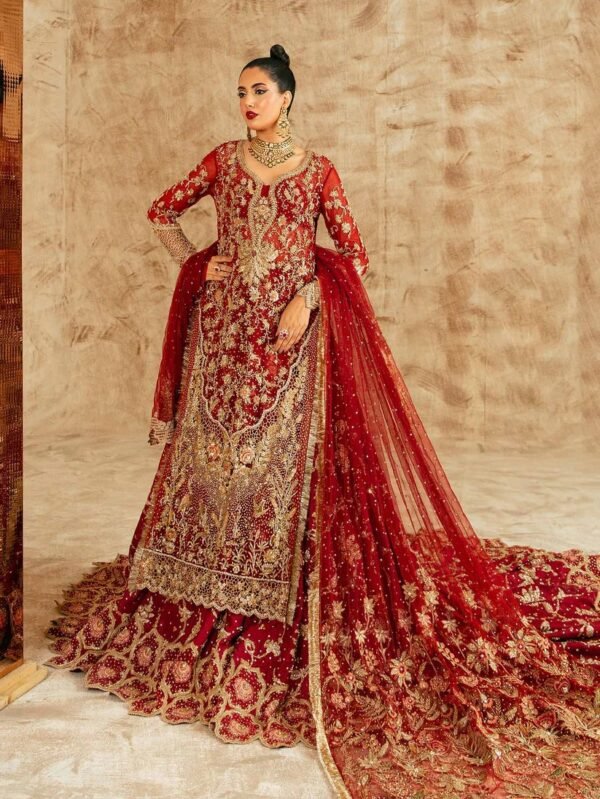 Red Bridal Lehenga with Exquisite Hand Embroidery