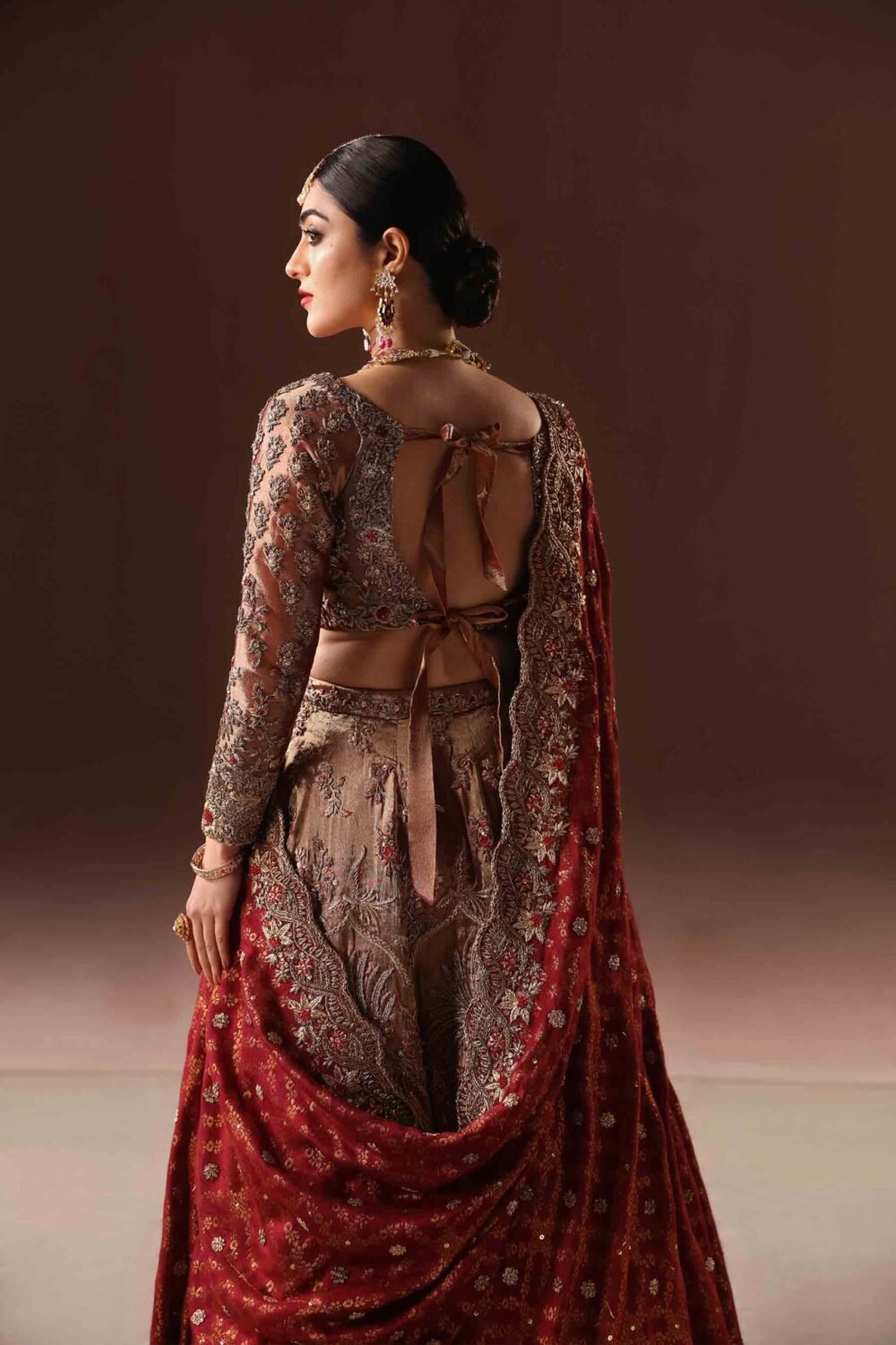 Rust Gold Bridal Lehenga Choli