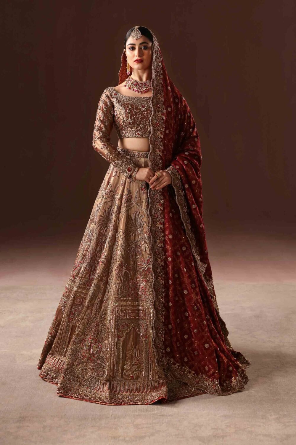 Rust Gold Bridal Lehenga Choli