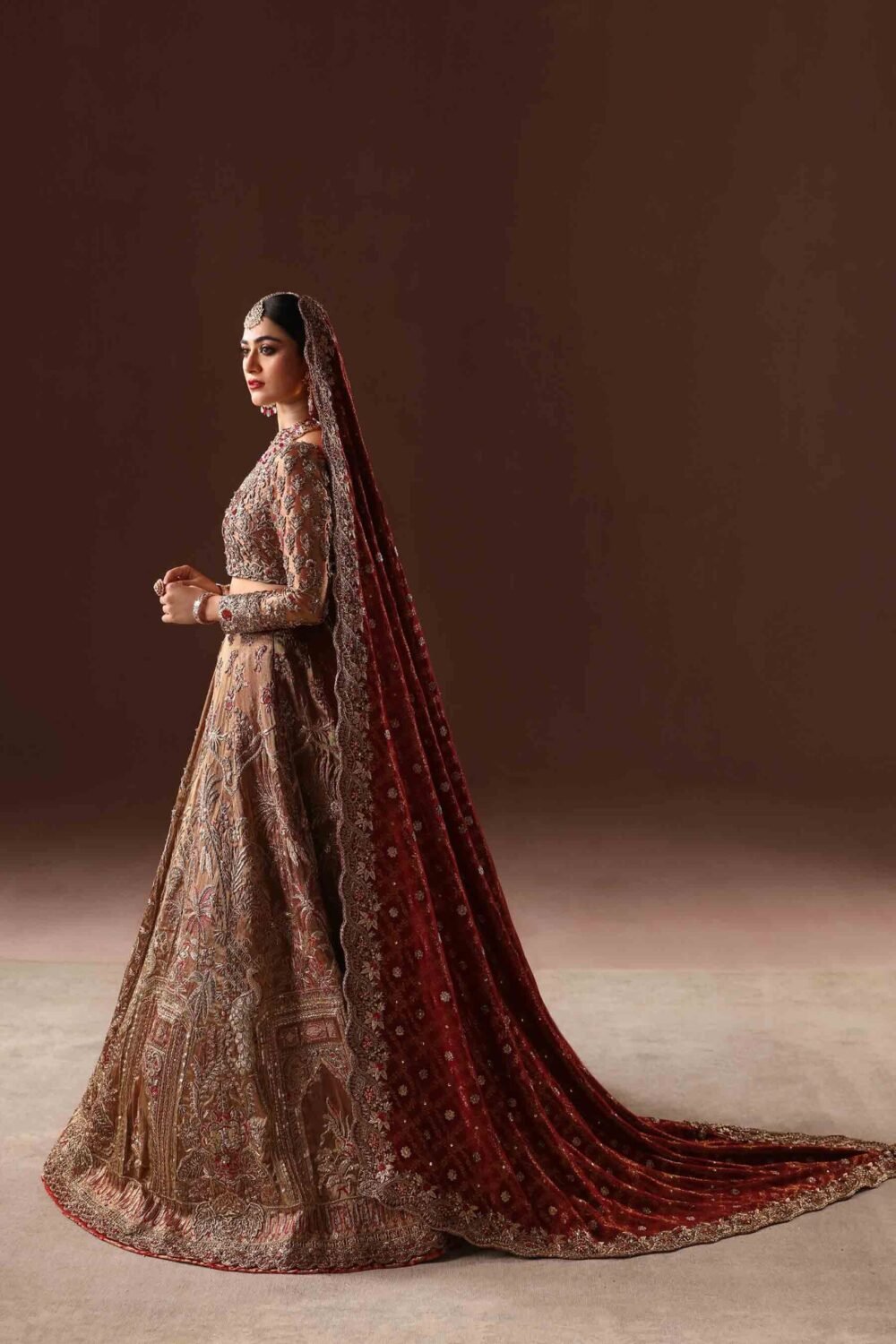 Rust Gold Bridal Lehenga Choli