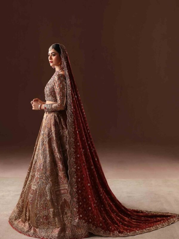 Rust Gold Bridal Lehenga Choli