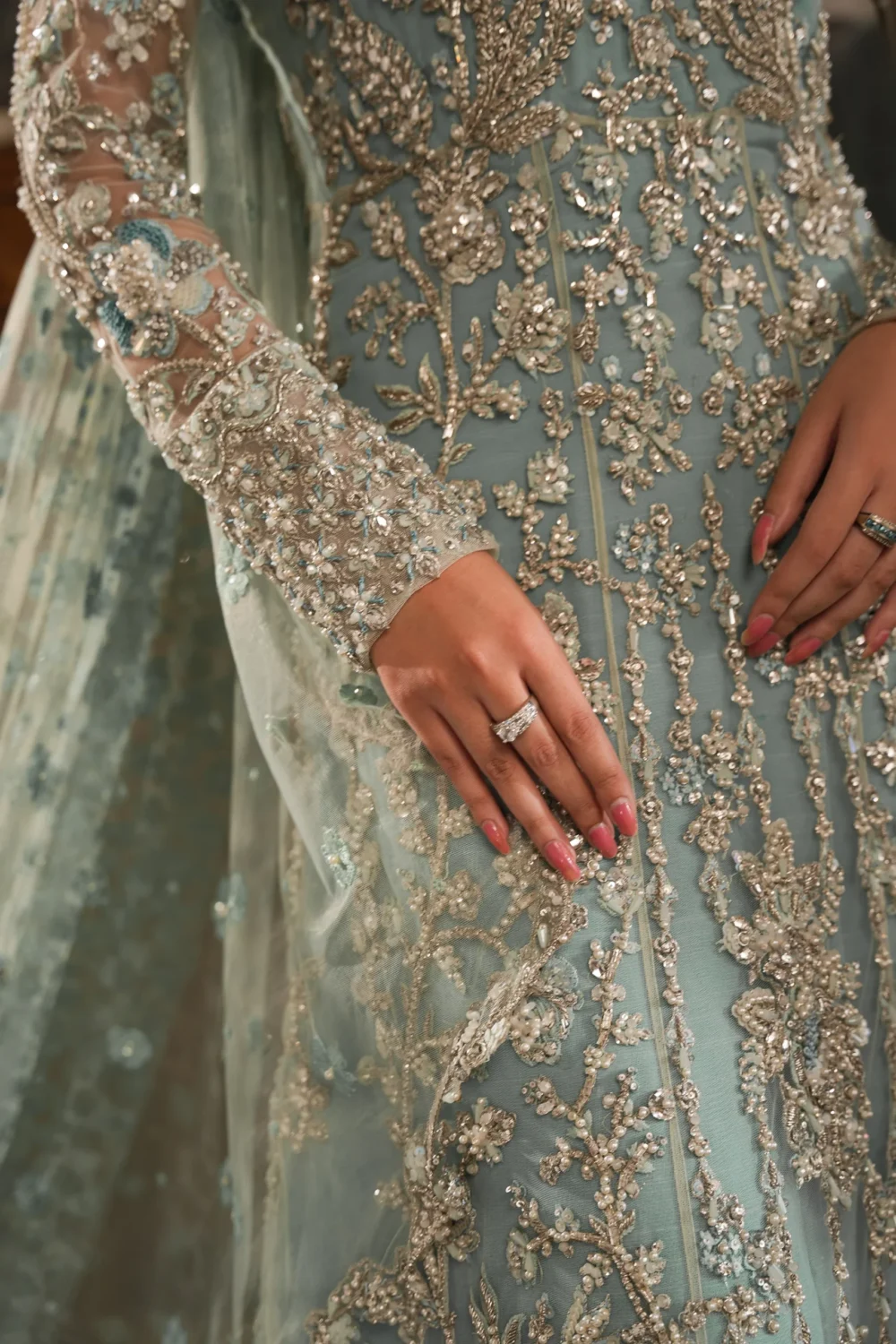 Mint and Soft Blue Reception Gown