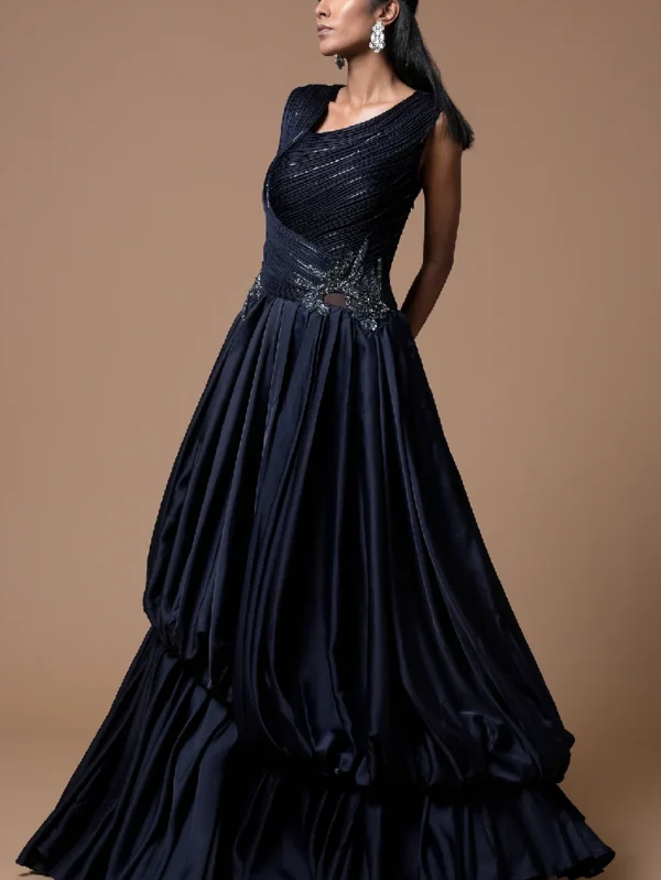 Midnight Blue Satin Gown