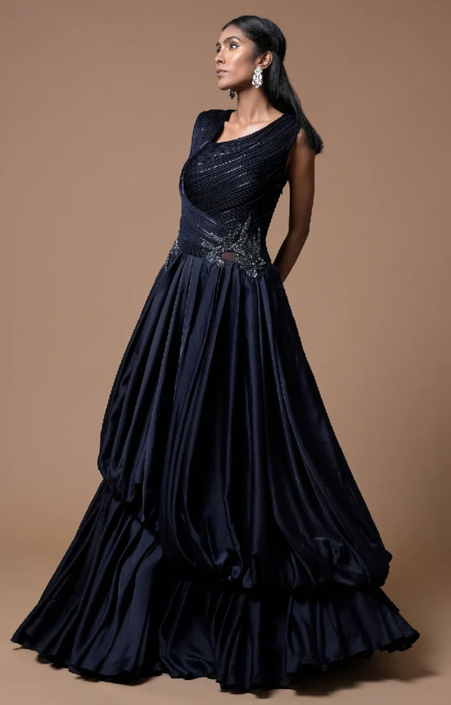 Midnight Blue Satin Gown