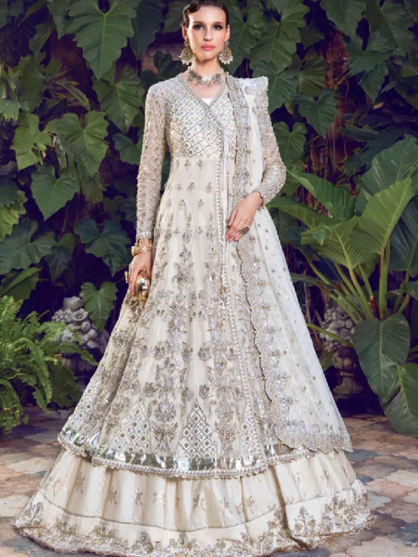 White Angrakha Lehenga Set