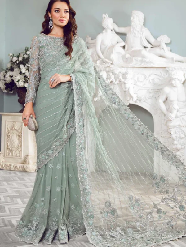 Silver Cord Embroided saree