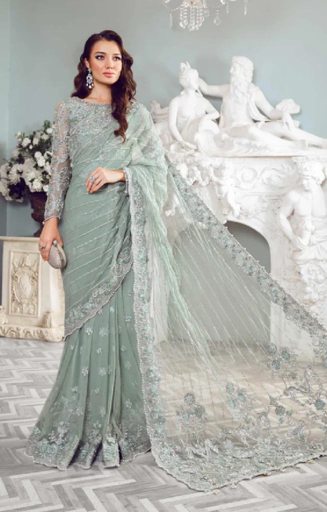 Silver Cord Embroided saree