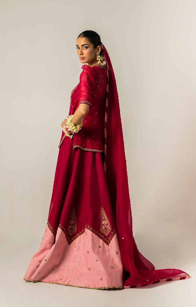 Pink Organza Kurta Lehenga