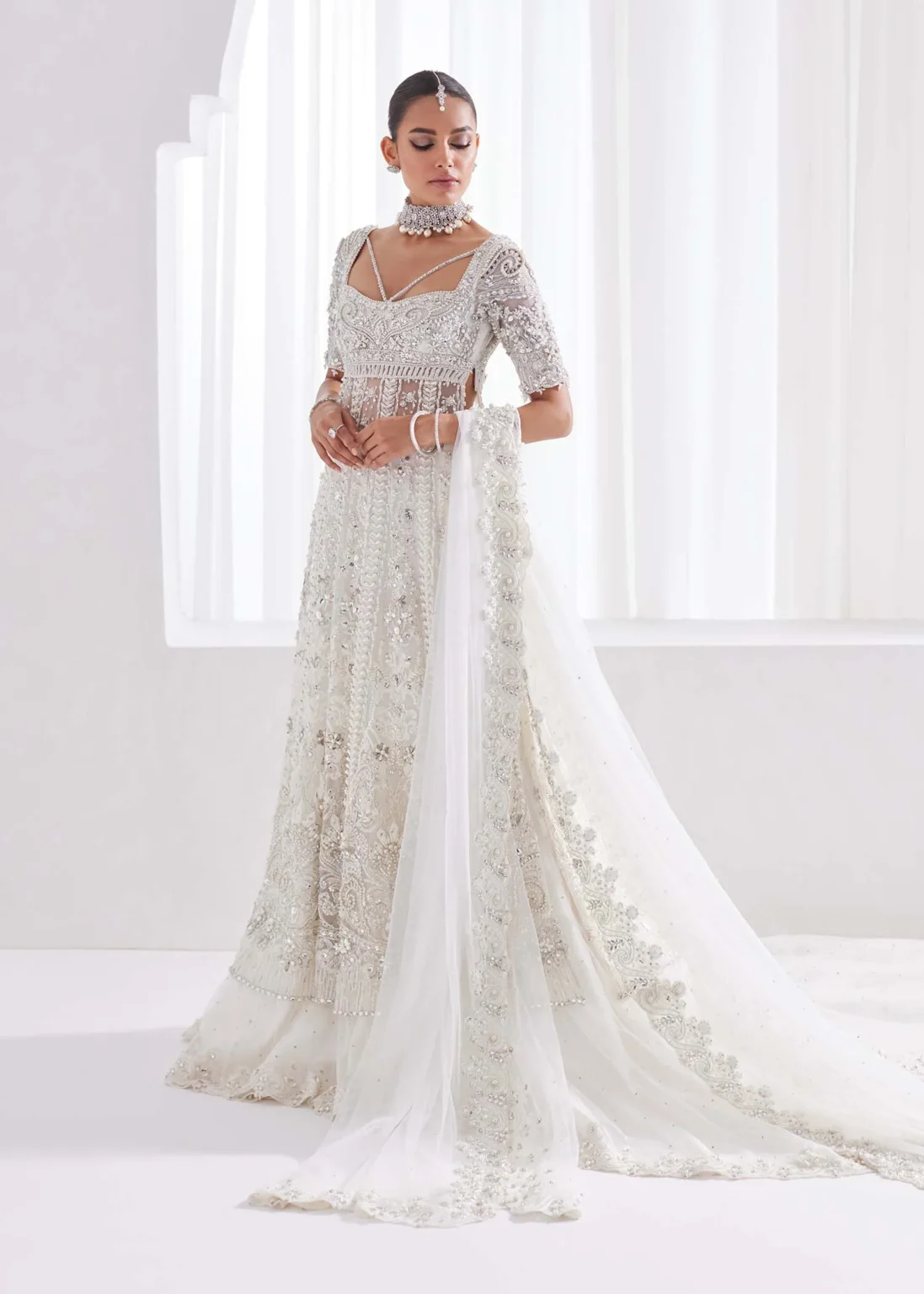 Exquisite White Bridal Ensemble