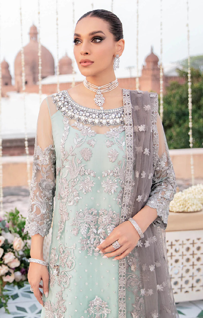 Blue Zari Net Kameez Salwar