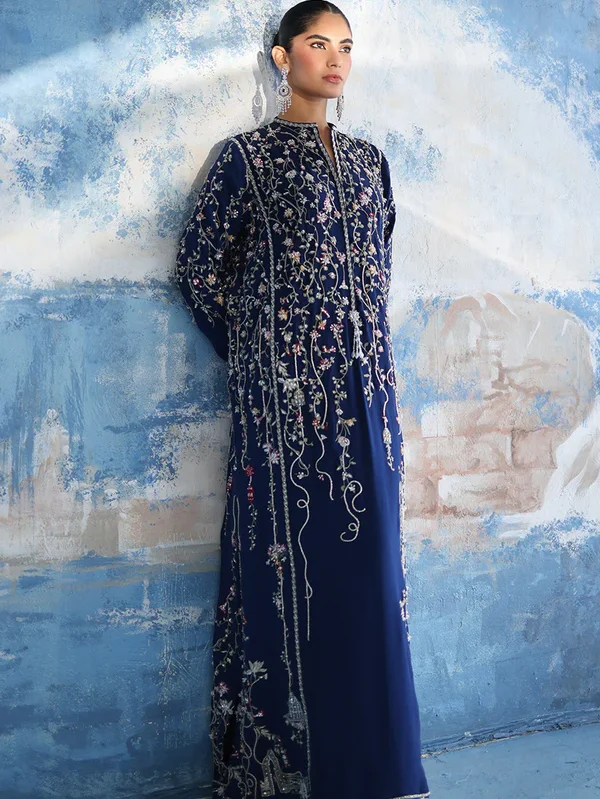 Pure Silk Kaftan with Floral Embroidery