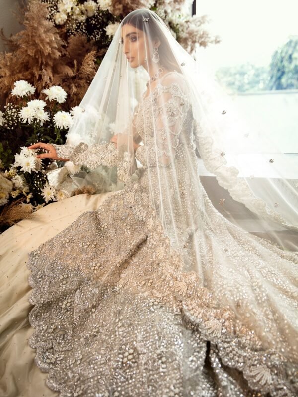 Stunning Silver and Ivory Mermaid Skirt Bridal Gown