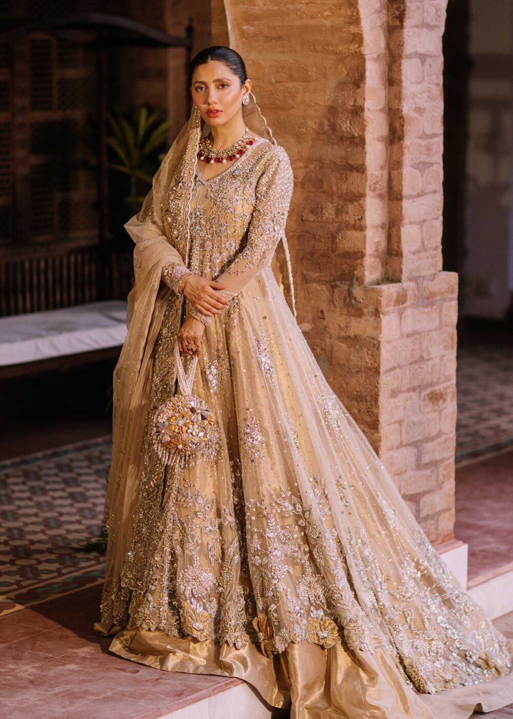 Exquisite Gold Lehnga Peshwas Bridal Set