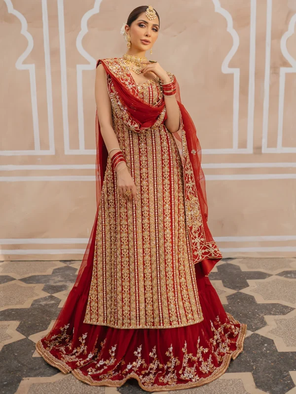 Stunning Red Lehnga Shirt Bridal Set