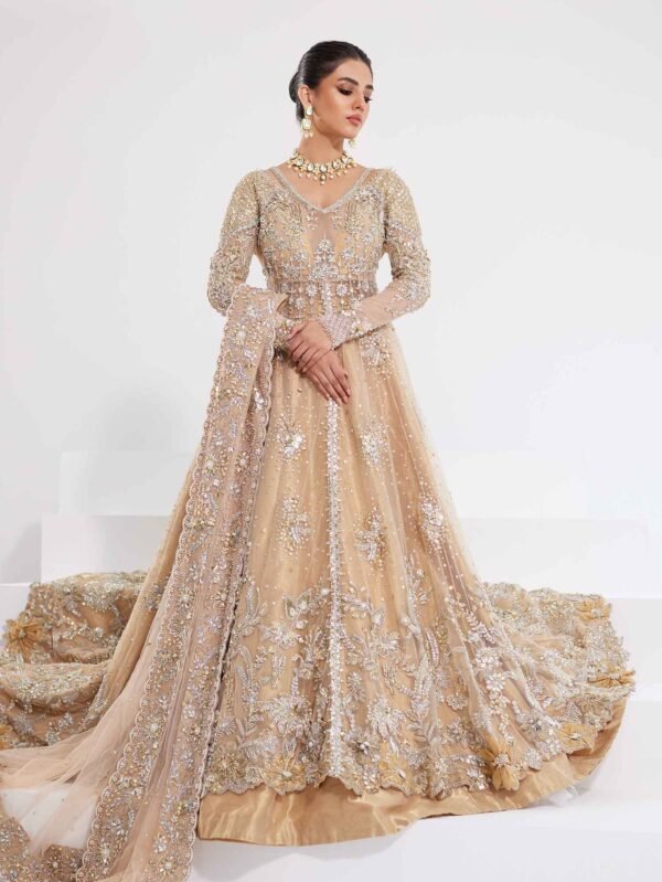 Exquisite Gold Lehnga Peshwas Bridal Gown