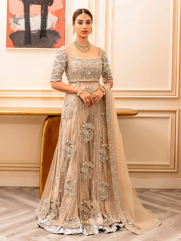 Exquisite Nude Sharara Peshwas Bridal Gown