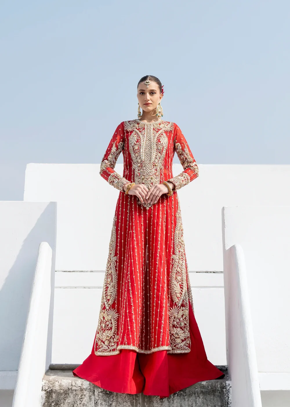 Exquisite Red Gold Bridal Ensemble