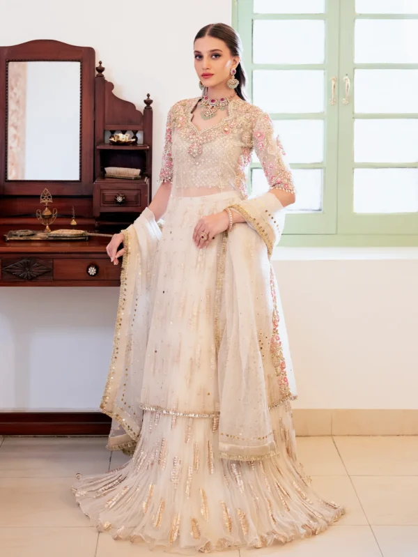 Elegant White Shirt Sharara Bridal Ensemble