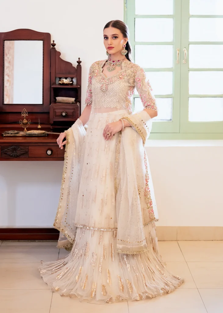 Elegant White Shirt Sharara Bridal Ensemble