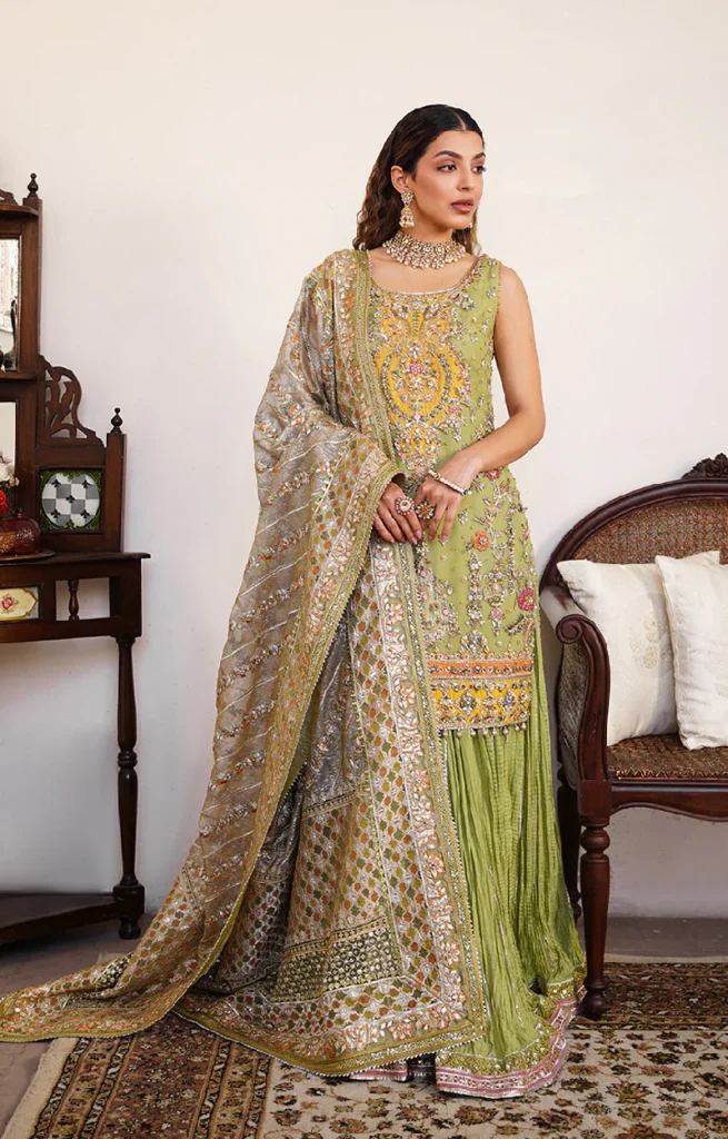 Parrot Green Sharara Set