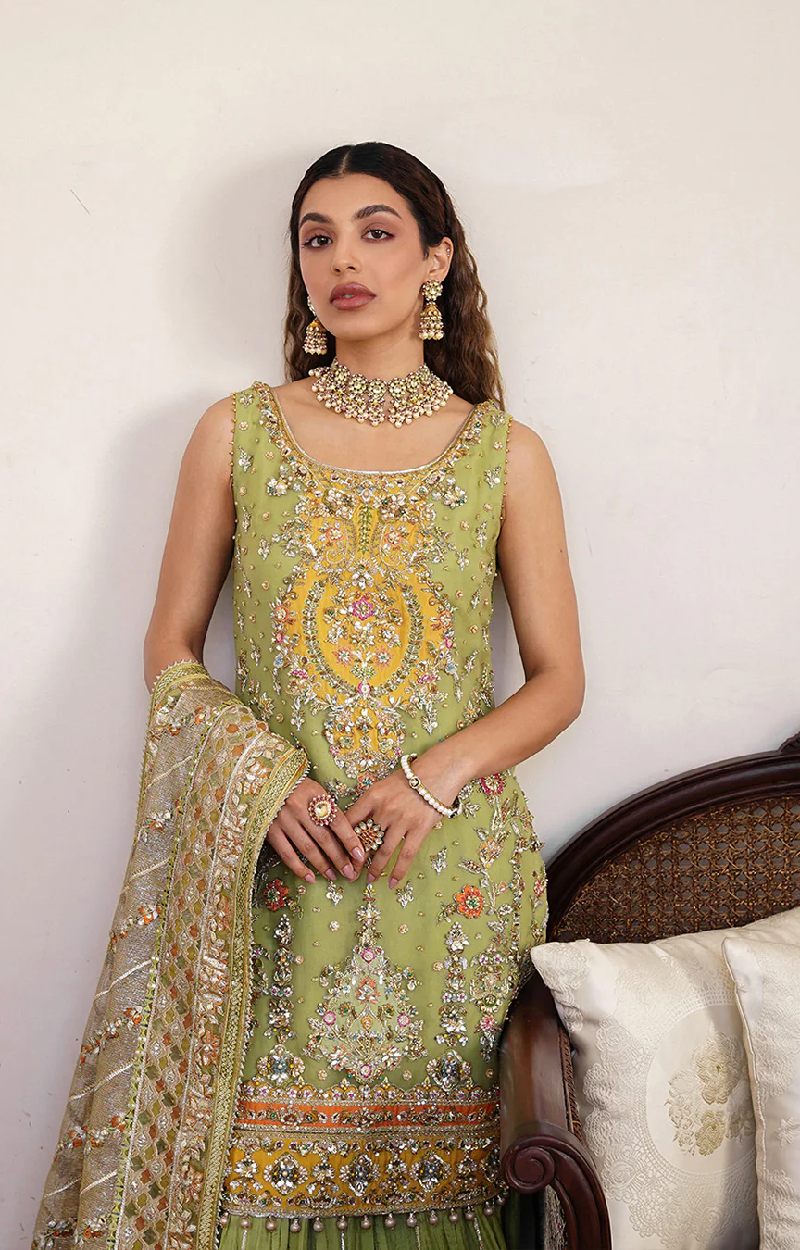 Parrot Green Sharara Set