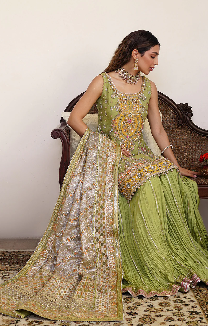 Parrot Green Sharara Set