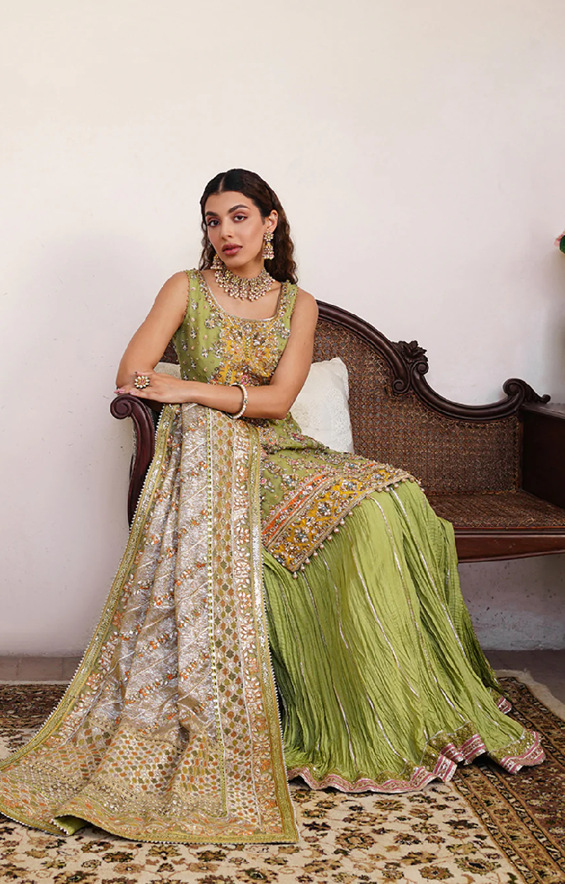 Parrot Green Sharara Set