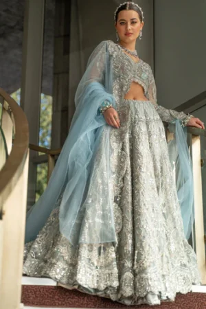 Exquisite Ice Blue Lehnga Bridal Set