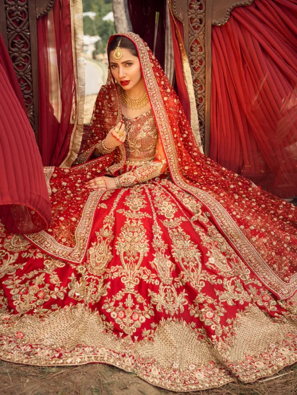 Hand Embellished Red Lehnga Choli Bridal Set