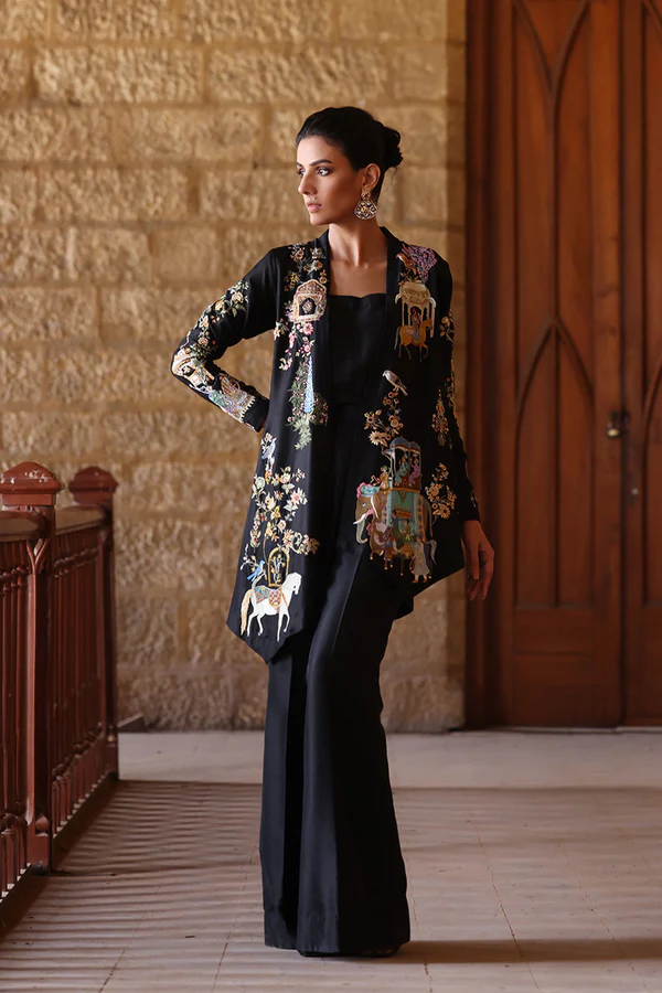 Mughal Inspired Silk Resham Jacket Set